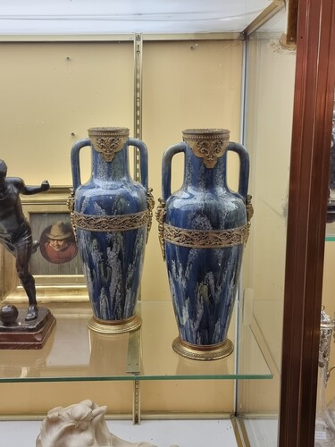 pair of flambé vases bronze mounted