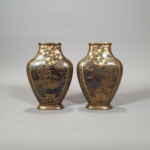 small pair of japanese komai vases 19th century