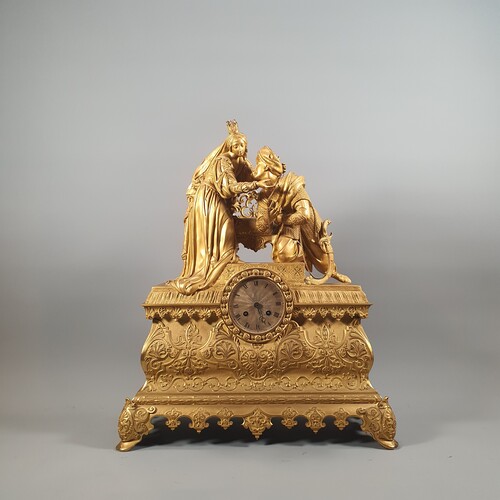 19th century gilt bronze clock. french work