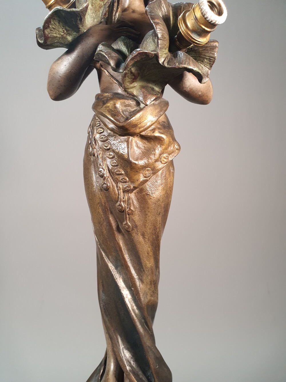 Emmanuel Villanis lamp bronze sculpture