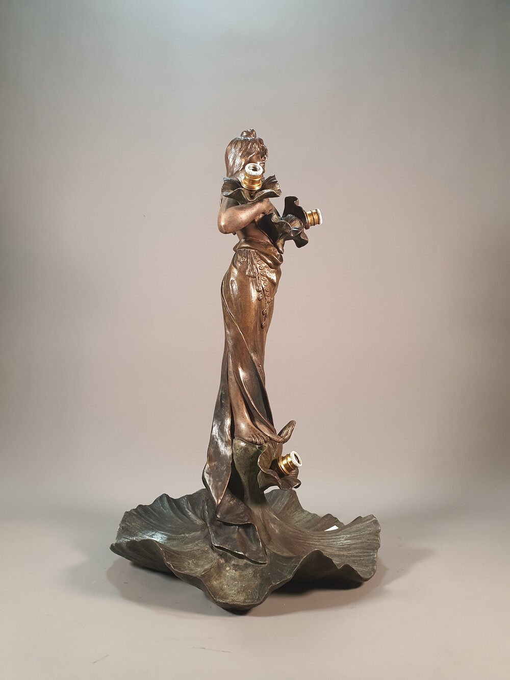 Emmanuel Villanis lamp bronze sculpture