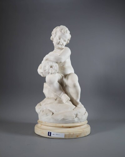 Italian marble signed d'aste putti 